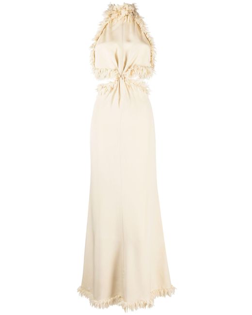 TOVE White Neutral Xin Petal-appliqué Silk Gown