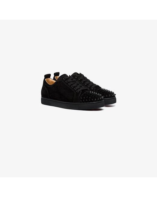 Savvy volatilitet teori Christian Louboutin Black Leather Louis Junior Spike Sneakers for Men | Lyst