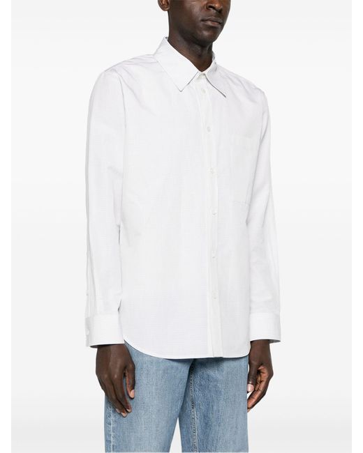 Bottega Veneta White Micro-check Button-up Shirt for men