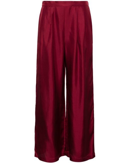 Asceno Red Isola Straight-leg Silk Trousers