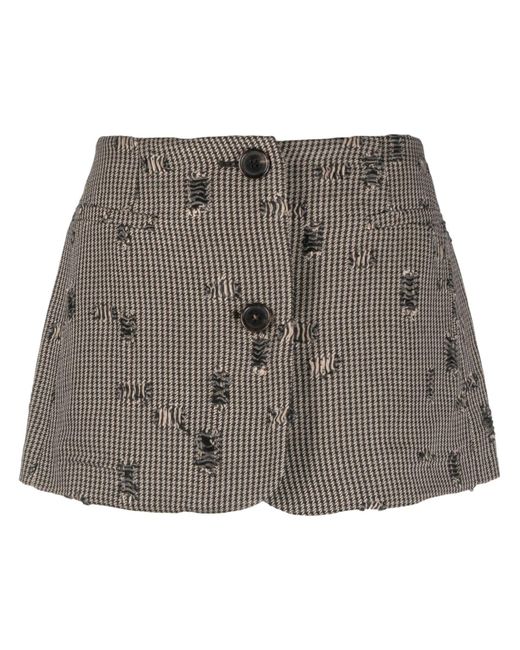 Acne Gray Houndstooth-pattern Distressed Miniskirt
