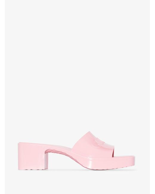 Gucci Pink 60 Logo-embossed Sandals - Women's - Rubber