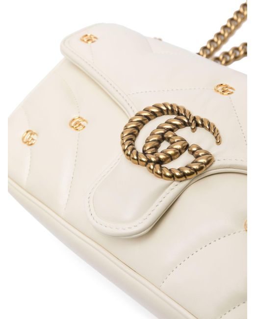 Gucci Natural White gg Marmont Small Leather Shoulder Bag