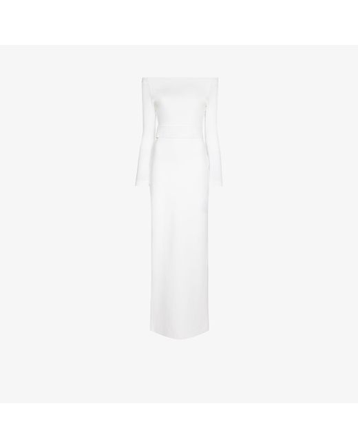 Solace London White Sabina Off-the-shoulder Maxi Dress