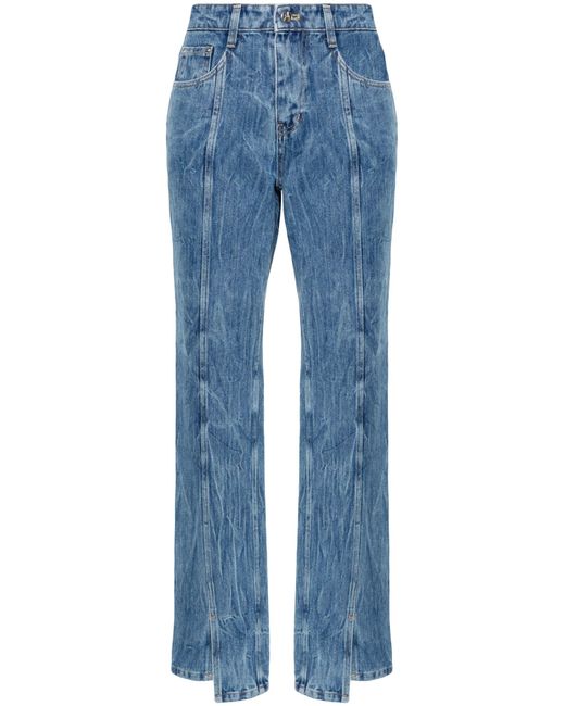 LVIR Blue Wrinkled-finish Straight-leg Jeans