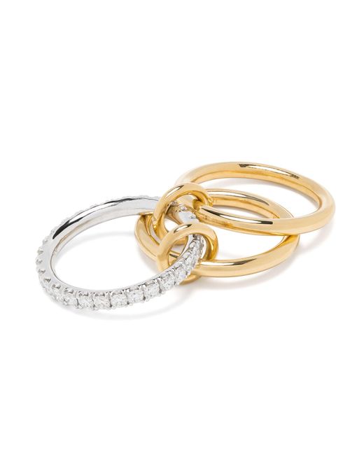 Spinelli Kilcollin Metallic 18k Yellow Eros Diamond Linked Ring - Women's - 18kt Yellow /white Diamond/18kt White