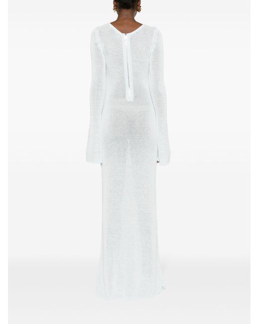 AYA MUSE White Ocra Knitted Maxi Dress