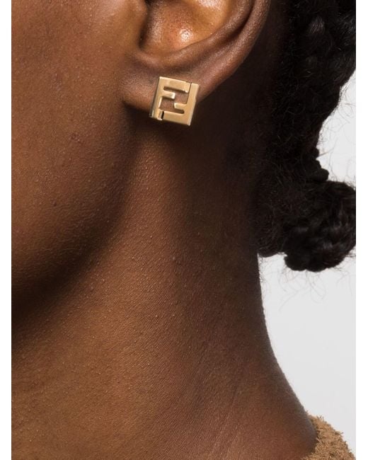 FENDI Metal Crystal F is Fendi Earrings Pink 1329087 | FASHIONPHILE