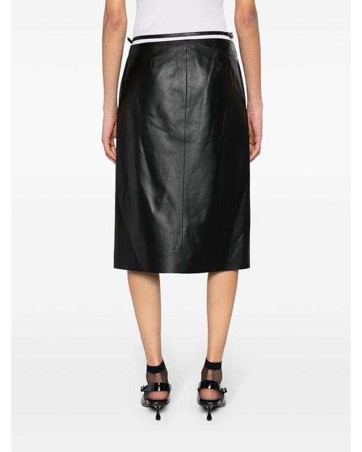 Givenchy Black Voyou Leather Wrap Skirt - Women's - Lamb Skin/viscose/polyester