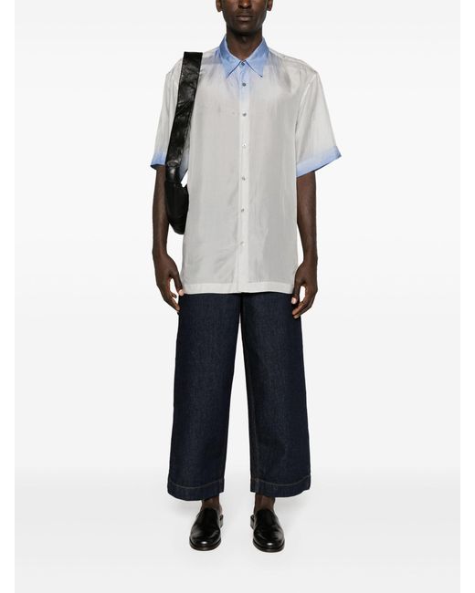 Dries Van Noten White Contrast-trim Silk Shirt - Men's - Silk for men