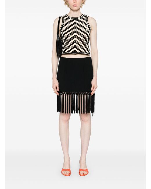 ‎Taller Marmo Black Fringed Pencil Skirt - Women's - Acetate/viscose