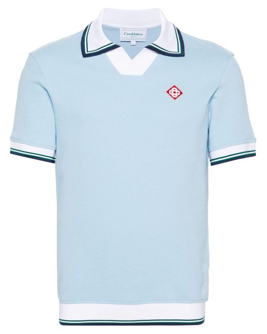 Casablancabrand Blue Sky Logo Patch Piqué Cotton Polo Shirt - Men's - Elastane/organic Cotton/cotton/rayonpolyester for men