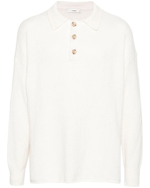 Commas White Knitted Polo Shirt for men
