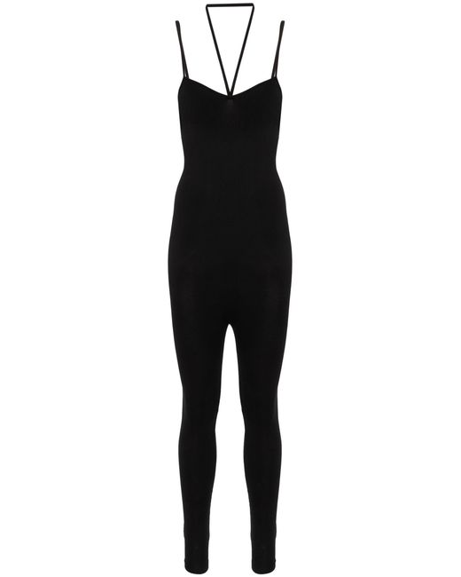 ANDREADAMO Black Andreādamo - Rib-knit Halterneck Jumpsuit - Women's - Polyamide/elastane