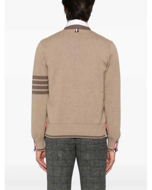 Thom Browne Natural 4-Bar Stripe Cotton Cardigan for men