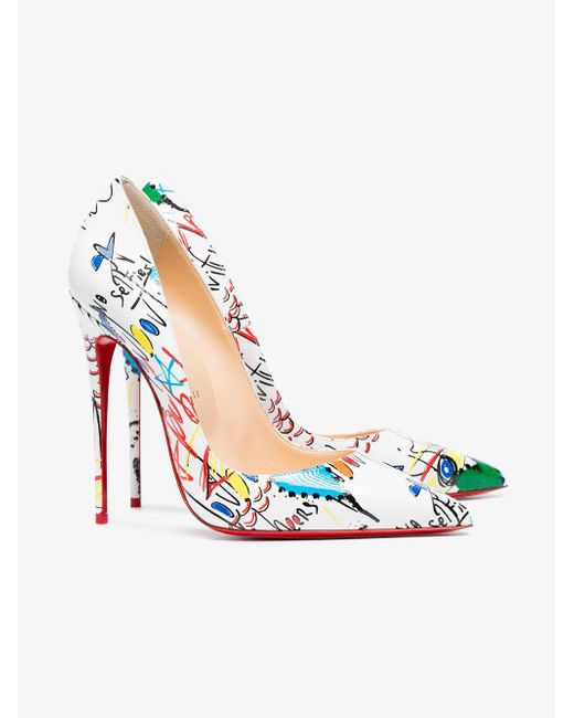 Christian Louboutin So Kate 120 Graffiti Pumps in White Lyst