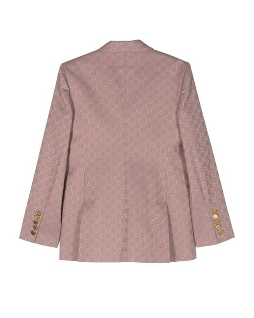 Gucci Pink gg Cotton Canvas Double-breasted Blazer - Women's - Viscose/cotton/polyester