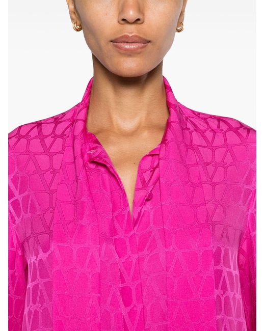 Valentino Garavani Pink Toile Iconographe Silk Blouse - Women's - Silk