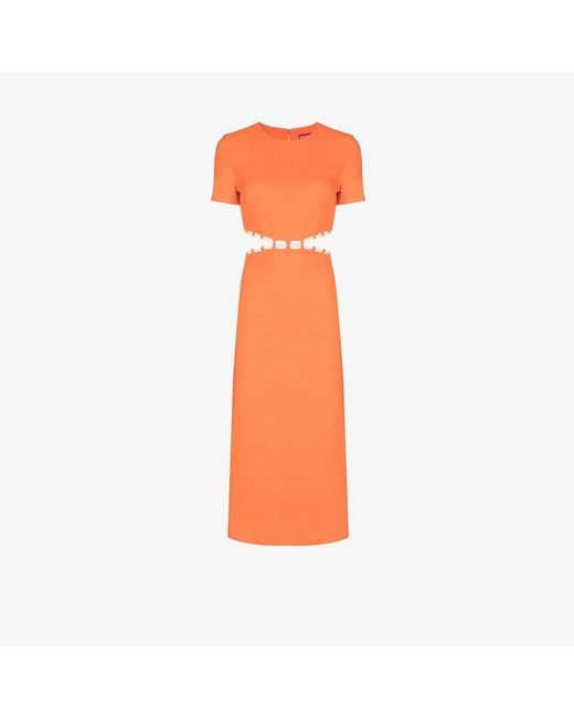 Staud Orange Matteo Cutout Midi Dress
