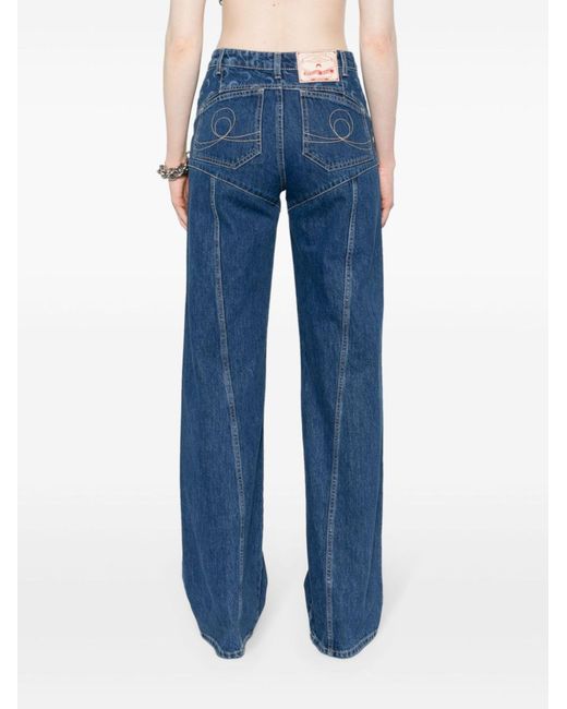 MARINE SERRE Blue Deadstock Wide-leg Jeans