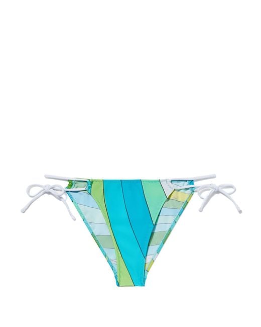 Emilio Pucci Blue Iride-print Bikini Bottoms