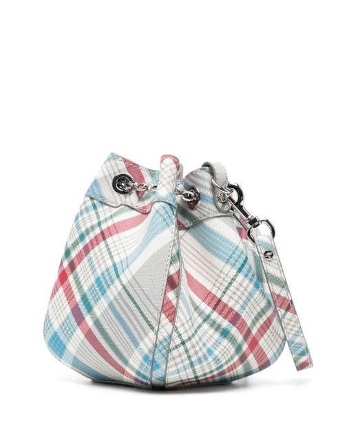Vivienne Westwood White Small Chrissy Check-print Bucket Bag