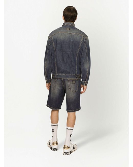 Dolce & Gabbana Gray Logo-patch Denim Jacket - Men's - Spandex/elastane/cotton for men