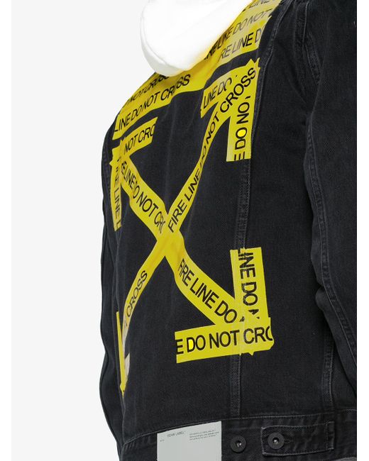 Off-White c/o Virgil Abloh Fire Tape Denim Jacket in Black for Men 