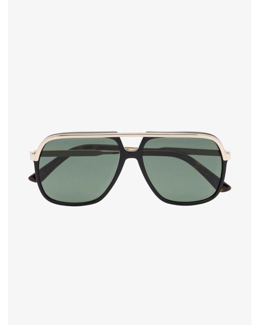 Gucci Green Black Pilot-style Sunglasses - Unisex - Metal (other)