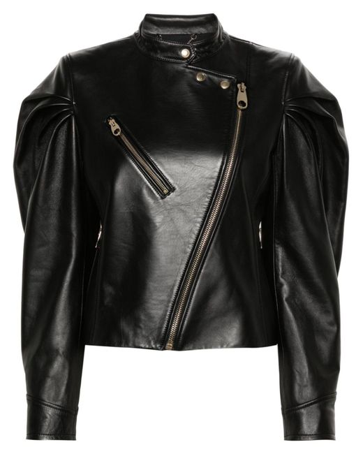 Chloé Black Asymmetric Leather Biker Jacket