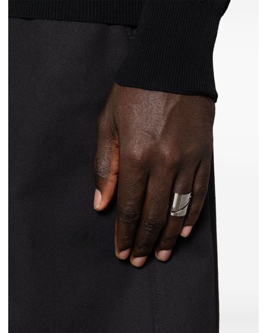 Alexander McQueen Metallic -tone Identity Tag Logo-engraved Ring for men