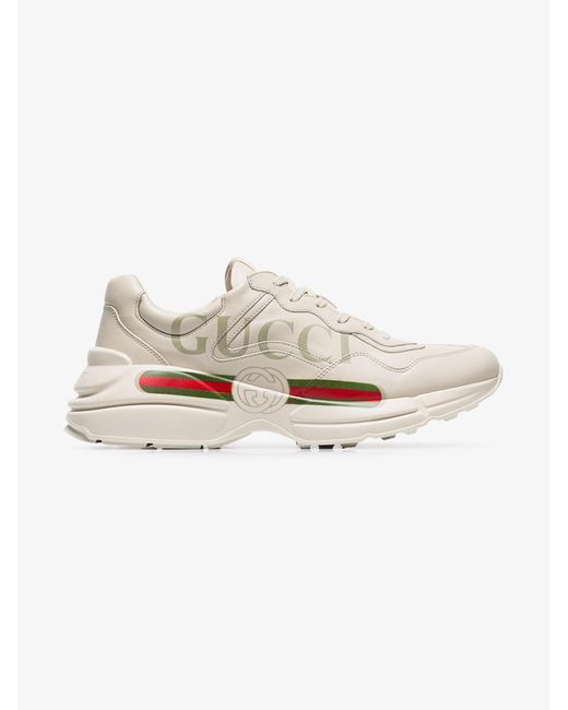 Gucci Rhyton Leather Sneakers in White for Men | Lyst