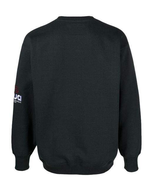 (w)taps Black Logo-appliqué Cotton Sweatshirt for men