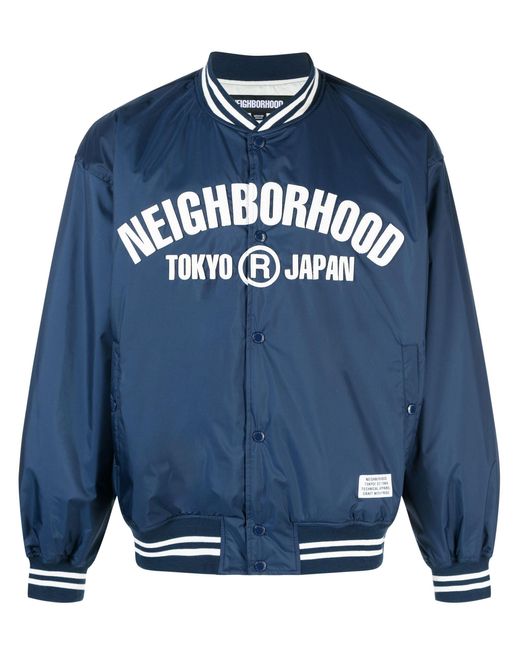 Neighborhood Blue Varsity Style Bomber Jacket for men
