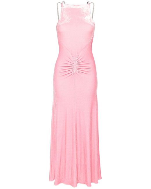 Rabanne Pink Crystal-embellished Velvet Maxi Dress - Women's - Viscose/spandex/elastane/polyamide/polyamidespandex/elastane