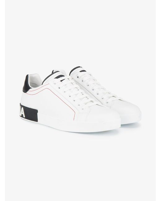 Dolce & Gabbana White Portofino Leather Low Top Sneakers for men