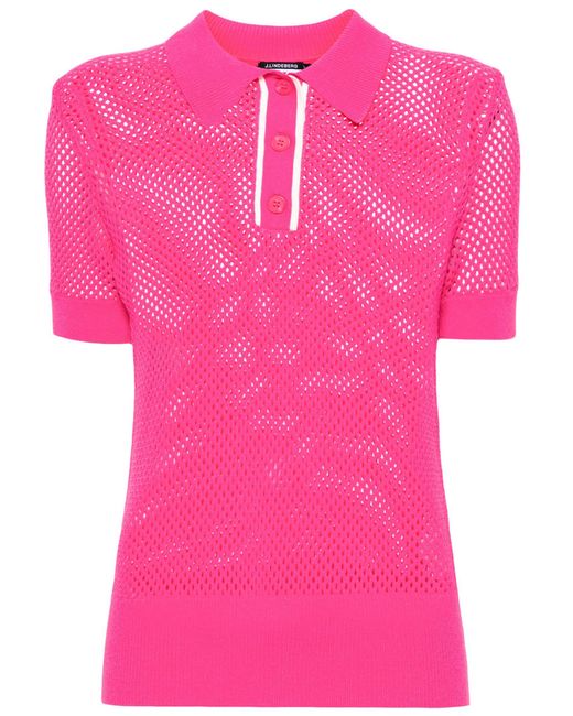 J.Lindeberg Pink Sindra Open-knit Polo Shirt - Women's - Viscose/polyester