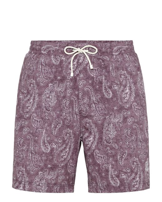 Brunello Cucinelli Purple Bandana-print Swim Shorts for men