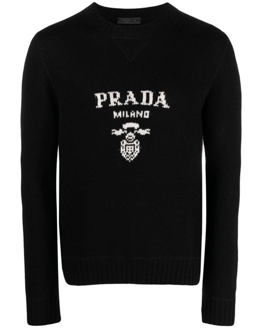 Prada Black Logo-intarsia Sweater - Men's - Cashmere/wool for men