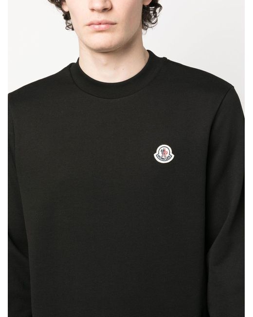Moncler Black Logo-patch Cotton Sweatshirt for men
