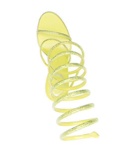 Rene Caovilla Metallic Yellow 105mm Crystal-embellished Sandals