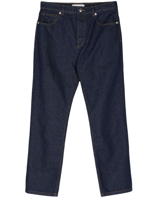 Maison Kitsuné Blue Straight Mid-Rise Trousers for men