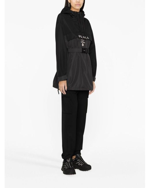 Prada Black Logo-print Hooded Jacket - Women's - Polyamide/polyester