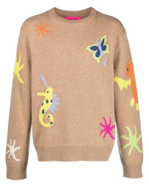 The Elder Statesman Pink Brown Intarsia Cashmere Sweater for men