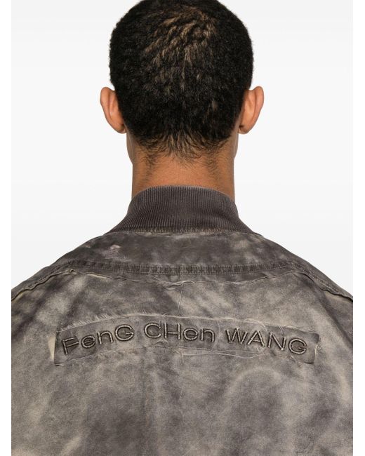 Feng Chen Wang Brown Faded-Effect Bomber Jacket for men