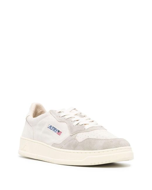 Autry White Neutral Medalist Suede Sneakers for men