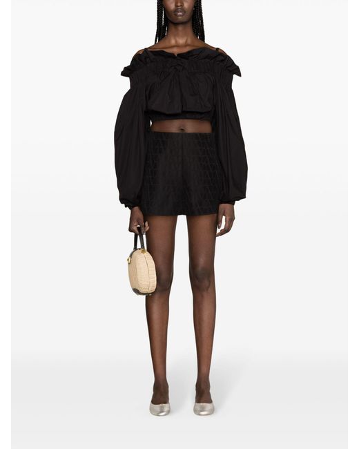 Valentino Garavani Black Toile Iconographe Jacquard Shorts - Women's - Virgin Wool/silk