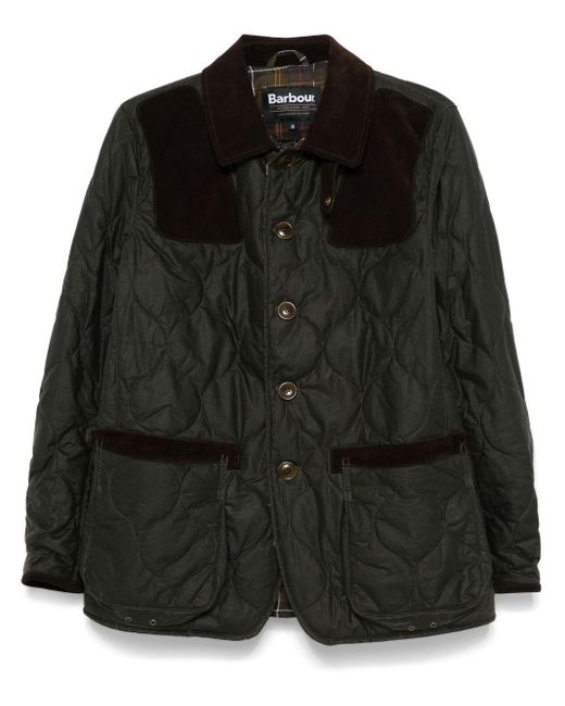 Barbour Black Waxed Cotton Quilted Sporting Jacket for men