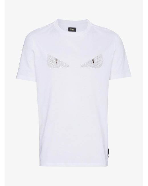 Fendi Monster Eyes Applique T Shirt in White for Men | Lyst