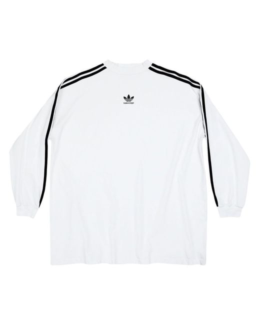 Balenciaga White X Adidas Logo Print Three-stripe Cotton Sweatshirt for men